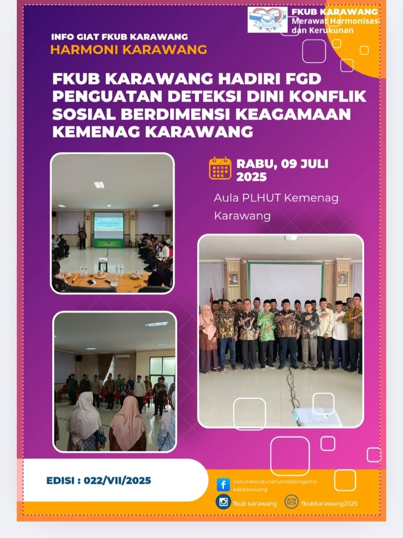 kegiatan Penguatan Deteksi Dini Konflik Sosial Berdimensi Keagamaan yang dilaksanakan Kemenag Karawang.