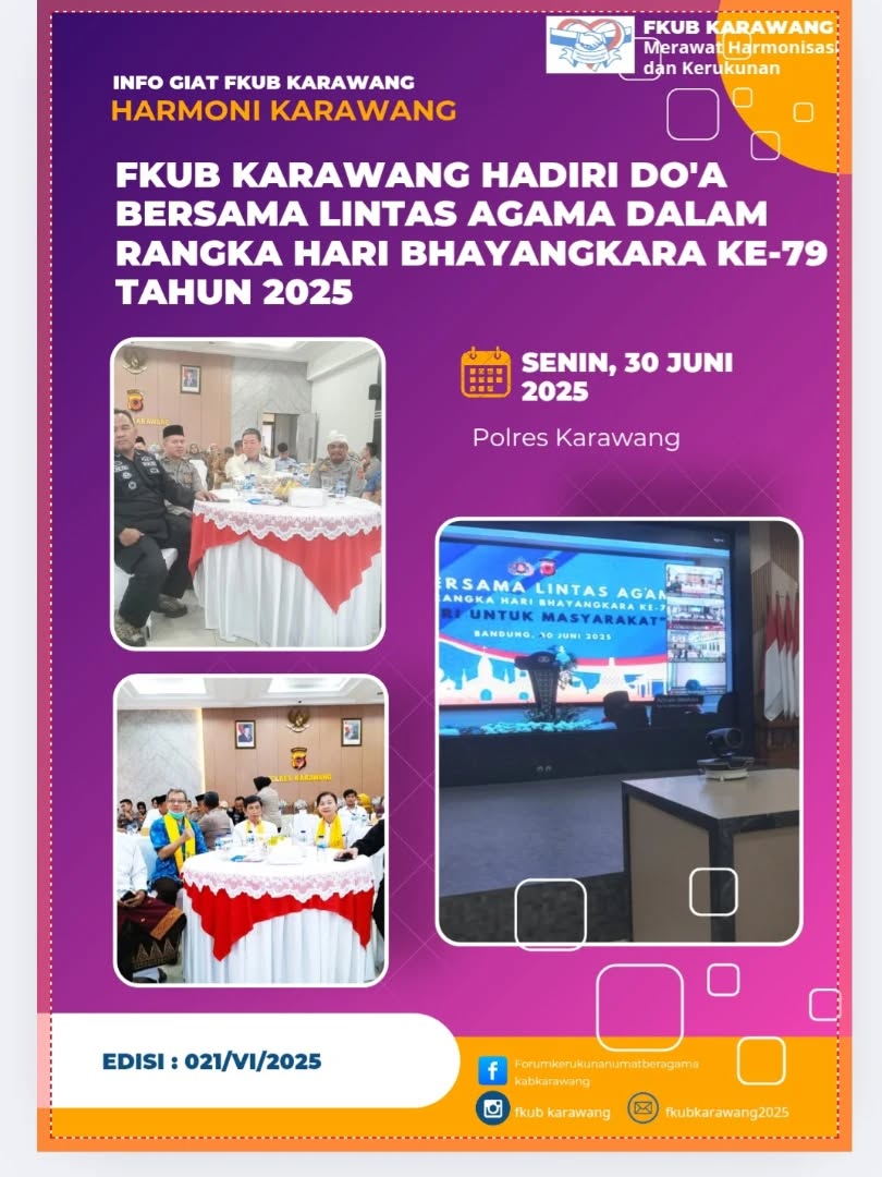 acara Do'a Bersama Lintas Agama dalam Rangka HUT Bhayangkara ke 79 Tahun 2025 bertempat Polres Karawang.