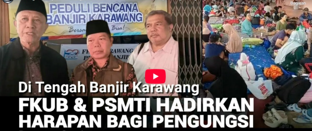 Di tengah genangan banjir FKUB Karawang Menghadirkan Harapan Bagi Pengungsi